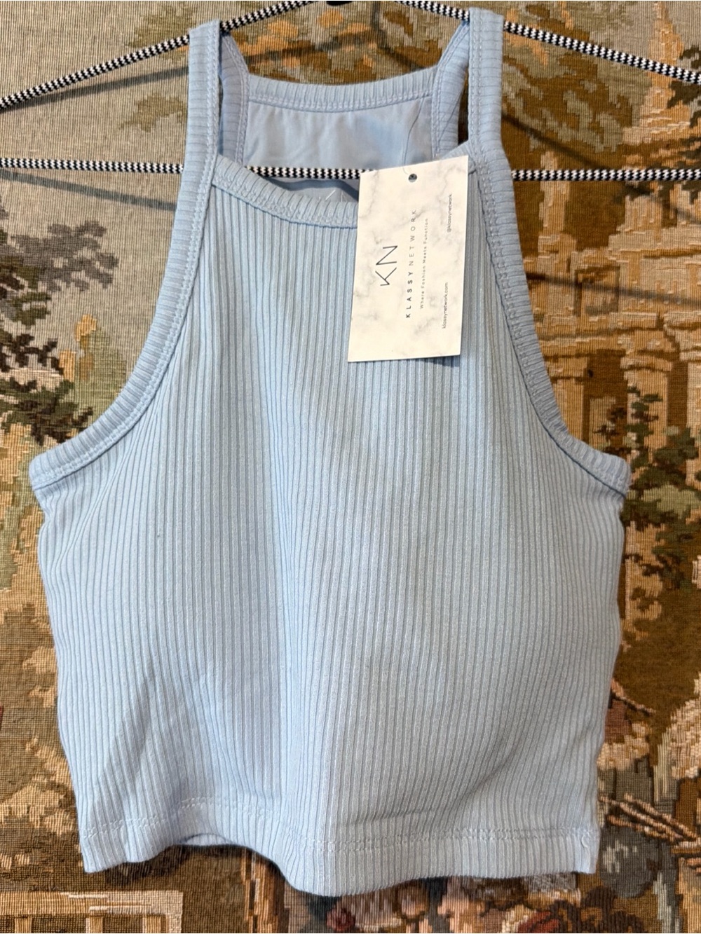 Klassy Network Light Blue Ribbed Crop Top